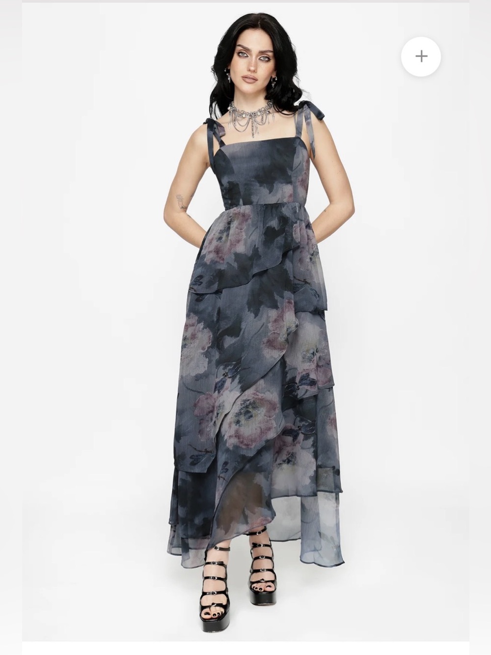 Disturbia Ophelie Chiffon Tiered Maxi Dress